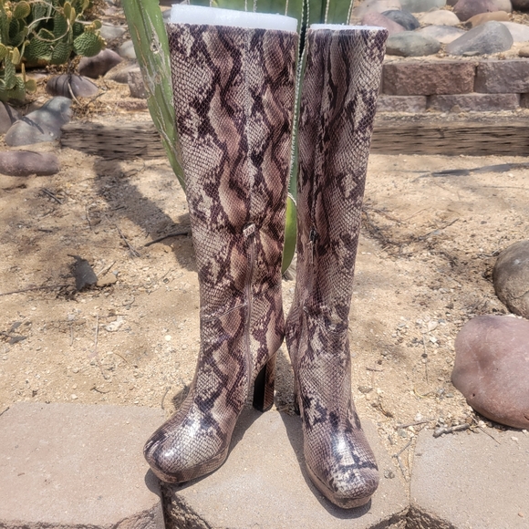 Worthington | Shoes | Snake Skin Pattern Platform Heels Boots | Poshmark